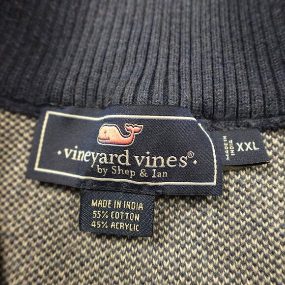 Vineyard Vines 1/4 Zip Pullover Sweater Men's XXL Blue Dot Knit Cotton Blend - Picture 4 of 11